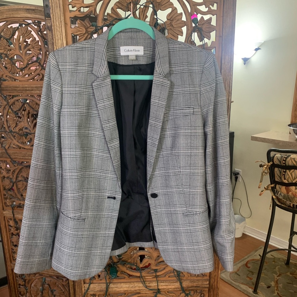 Plaid & Houndstooth Suit Blazer/Jacket by Calvin Klein Size 10